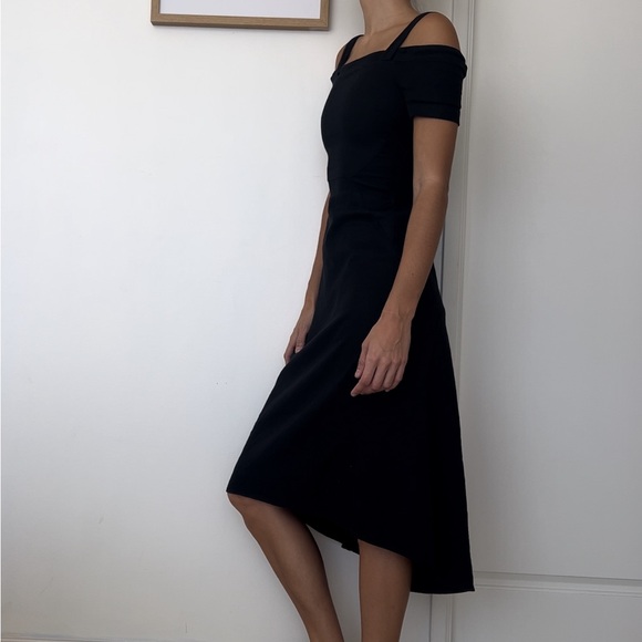 A.L.C Daniel Linen Midi Dress - size 0 - Black - Picture 3 of 4